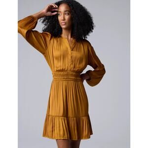 Simply Vera Vera Wang Boho Smocked Tiered Dress XXL Rust Gold Crinkle